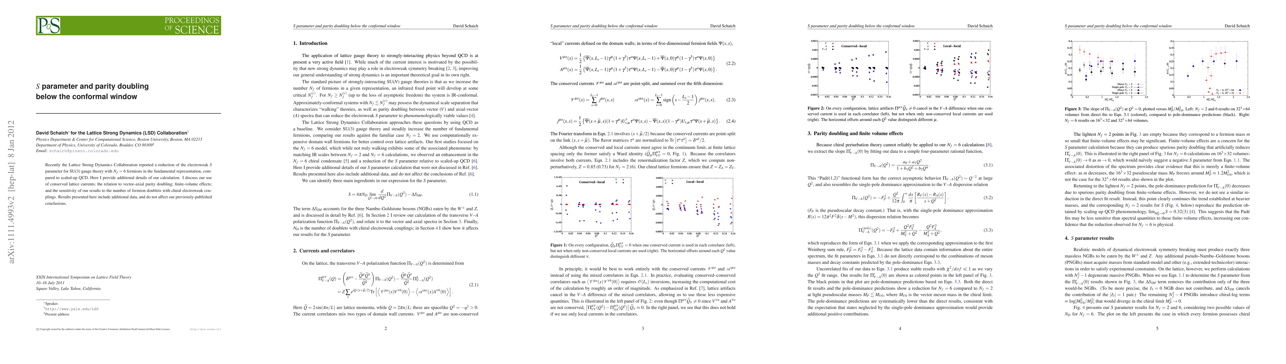Thumbnail for S parameter and parity doubling below the conformal window