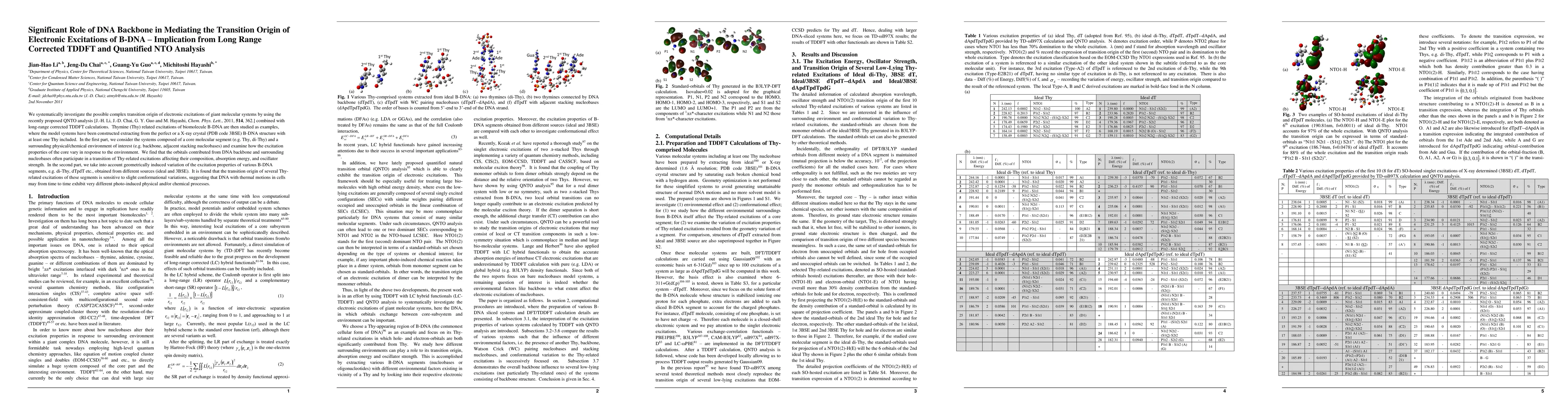 Thumbnail for Significant Role of DNA Backbone in Mediating the Transition Origin of
  Electronic Excitations of B-DNA - Implication from Long Range Corrected TDDFT
  and Quantified NTO Analysis