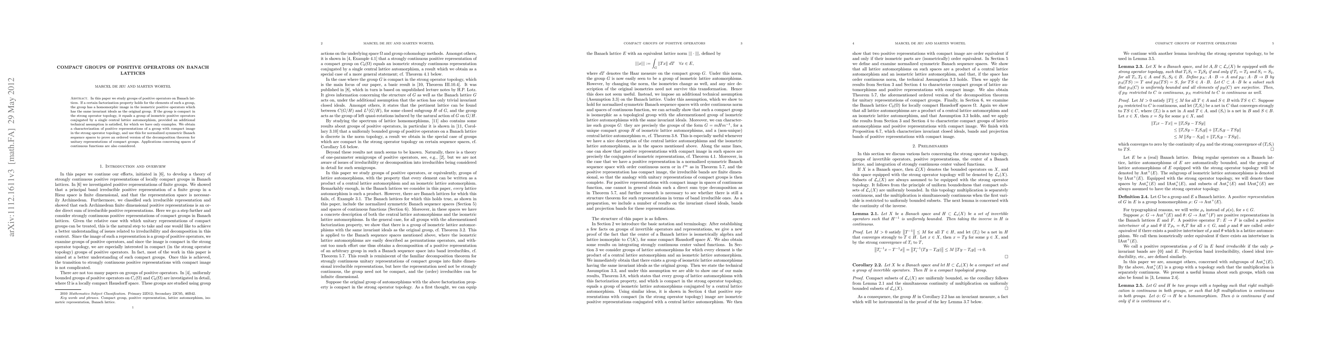 Thumbnail for Compact groups of positive operators on Banach lattices