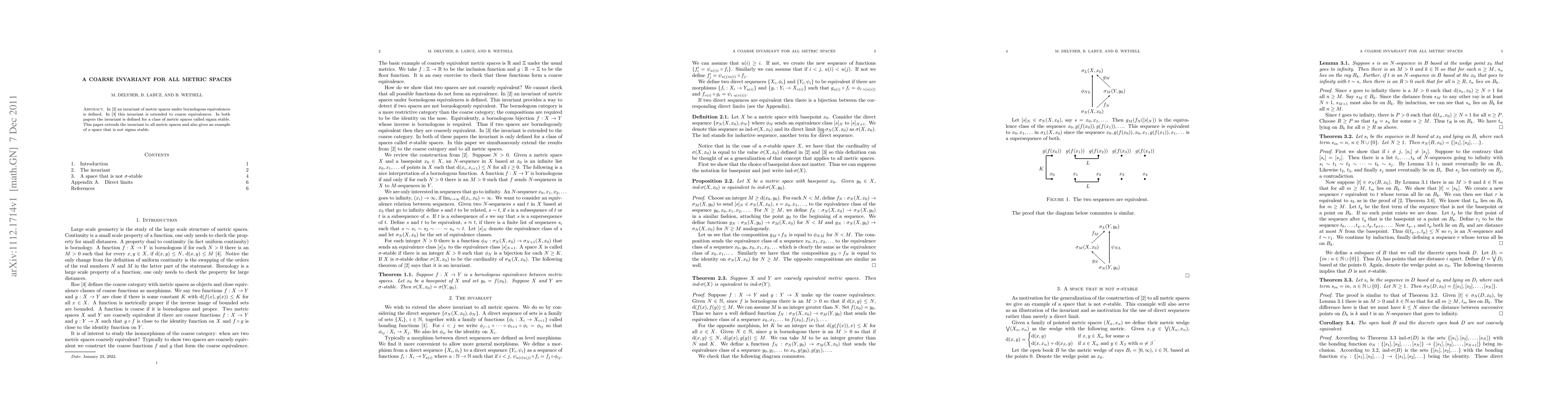 Thumbnail for A coarse invariant for all metric spaces