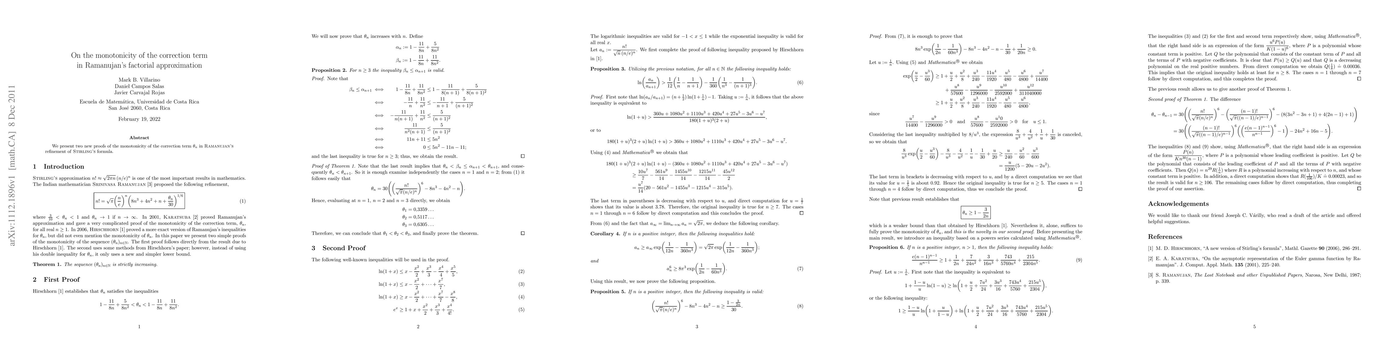 Thumbnail for On the monotonicity of the correction term in Ramanujan's factorial
  approximation