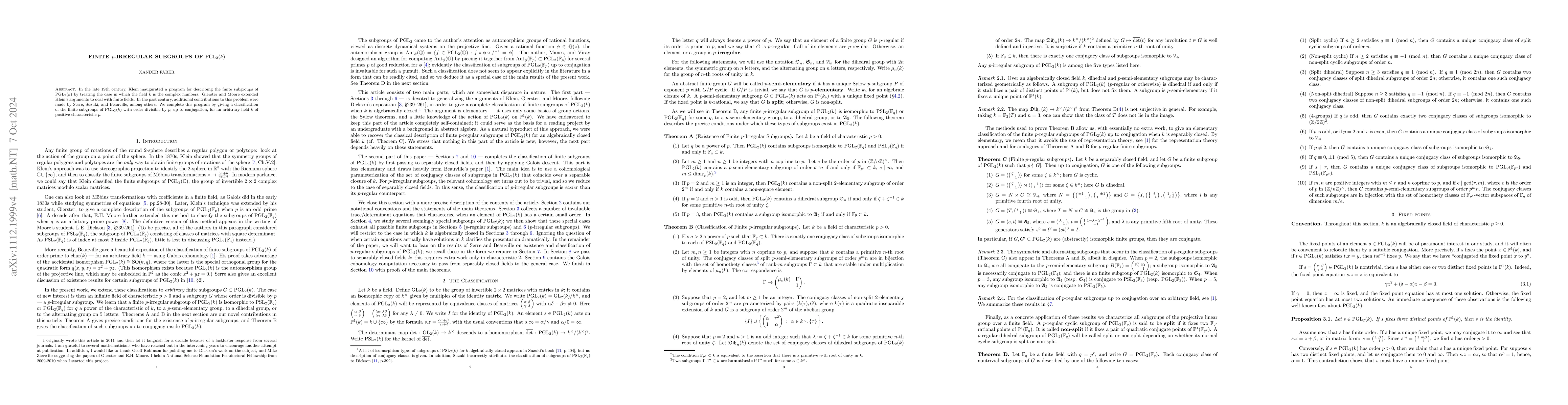 Thumbnail for Finite p-Irregular Subgroups of PGL(2,k)