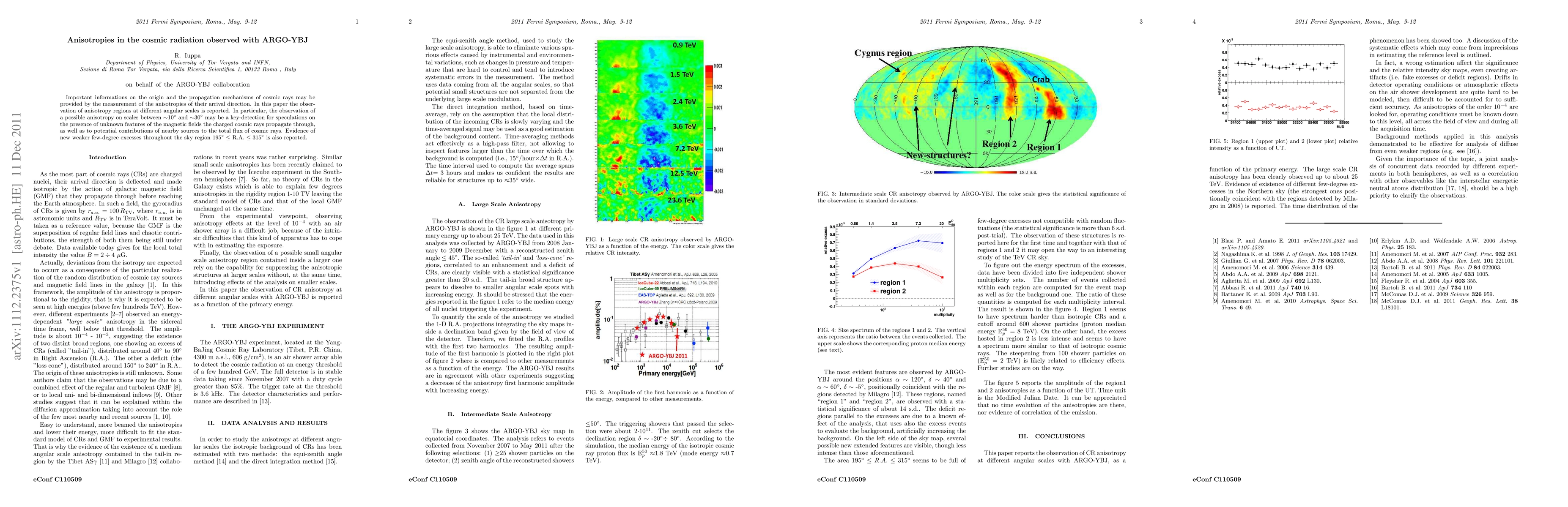 Thumbnail for Anisotropies in the cosmic radiation observed with ARGO-YBJ