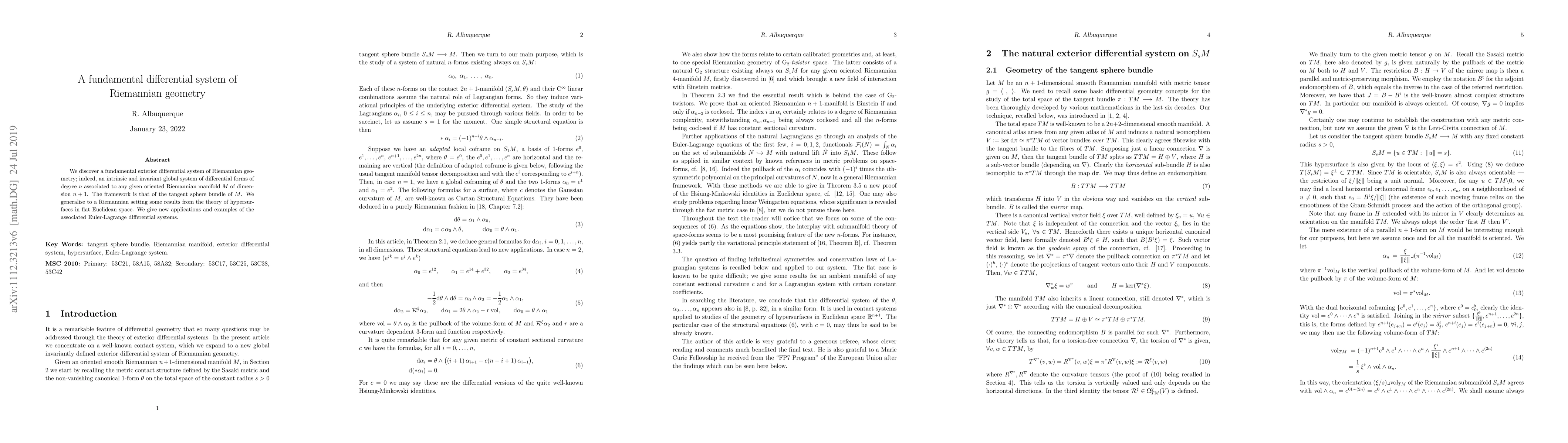 Thumbnail for A fundamental differential system of Riemannian geometry