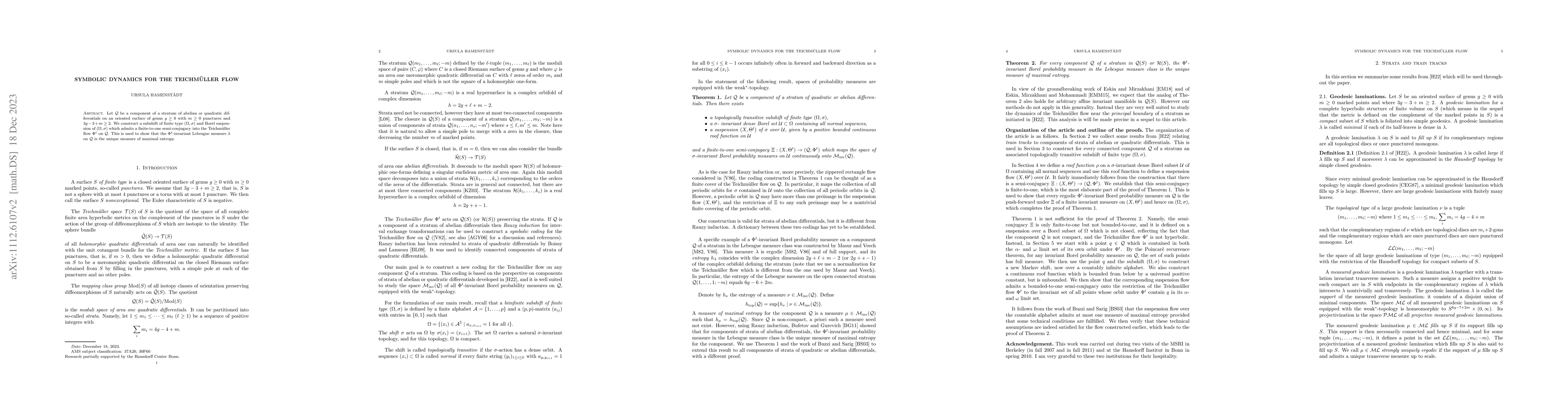 Thumbnail for Symbolic dynamics for the Teichmueller flow