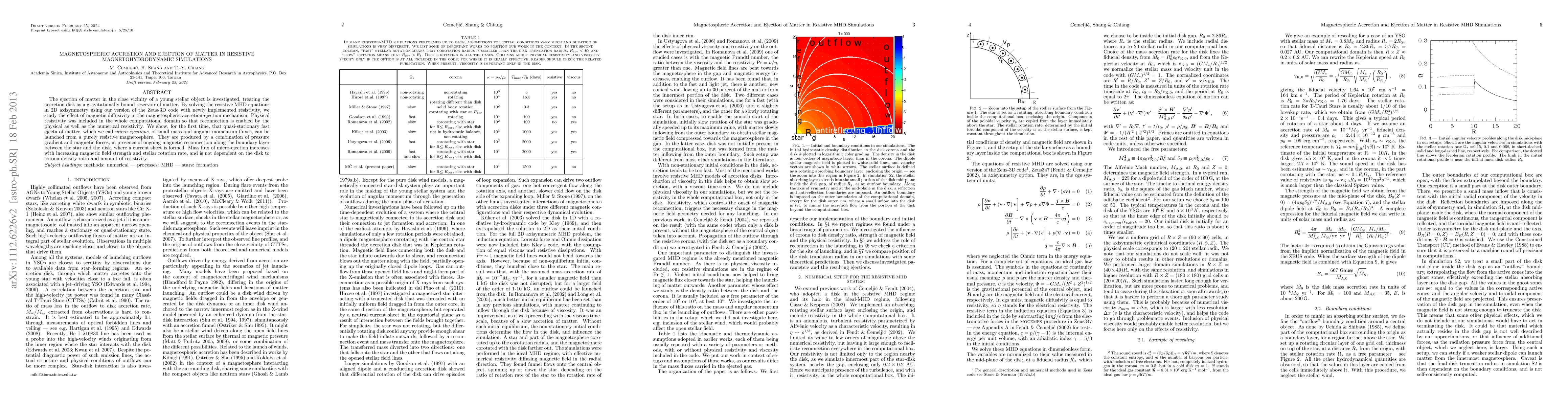 Thumbnail for Magnetospheric Accretion and Ejection of Matter in Resistive
  Magnetohydrodynamic Simulations