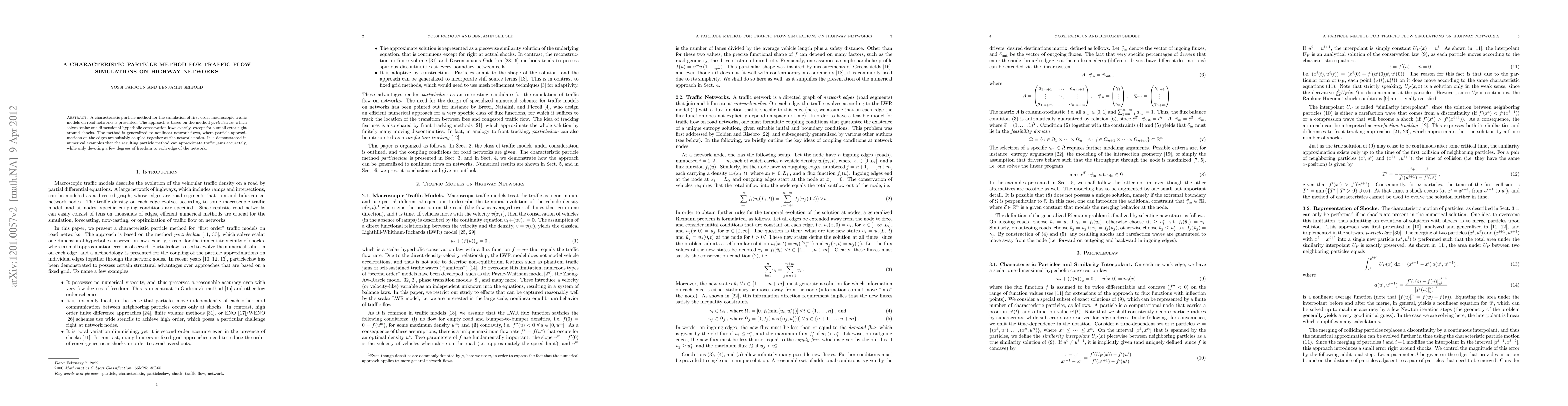 Thumbnail for A characteristic particle method for traffic flow simulations on highway
  networks