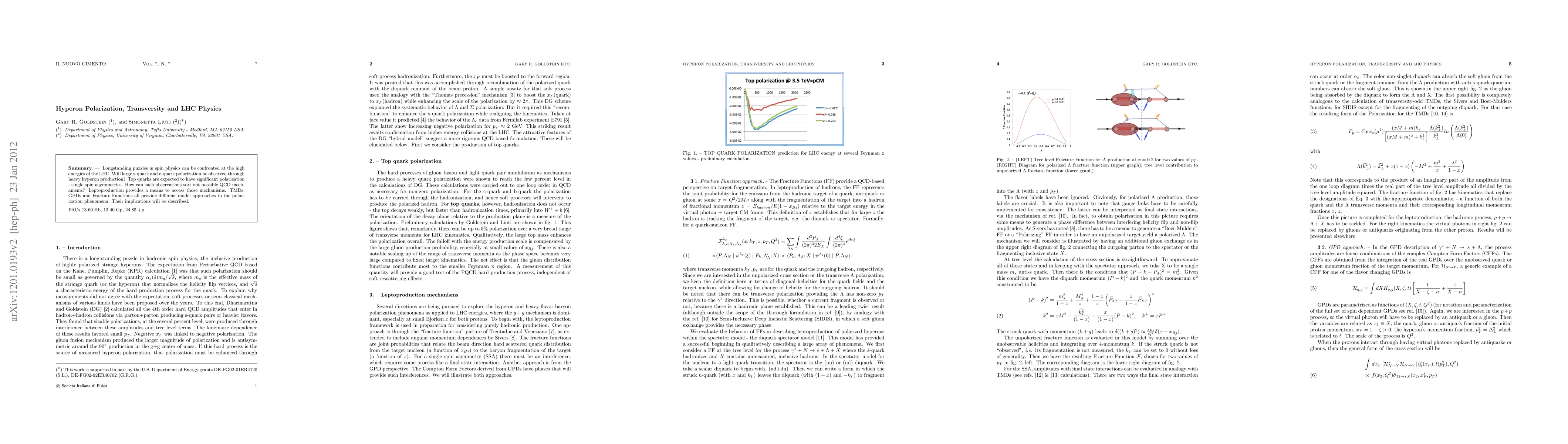 Thumbnail for Hyperon Polarization, Transversity and LHC Physics