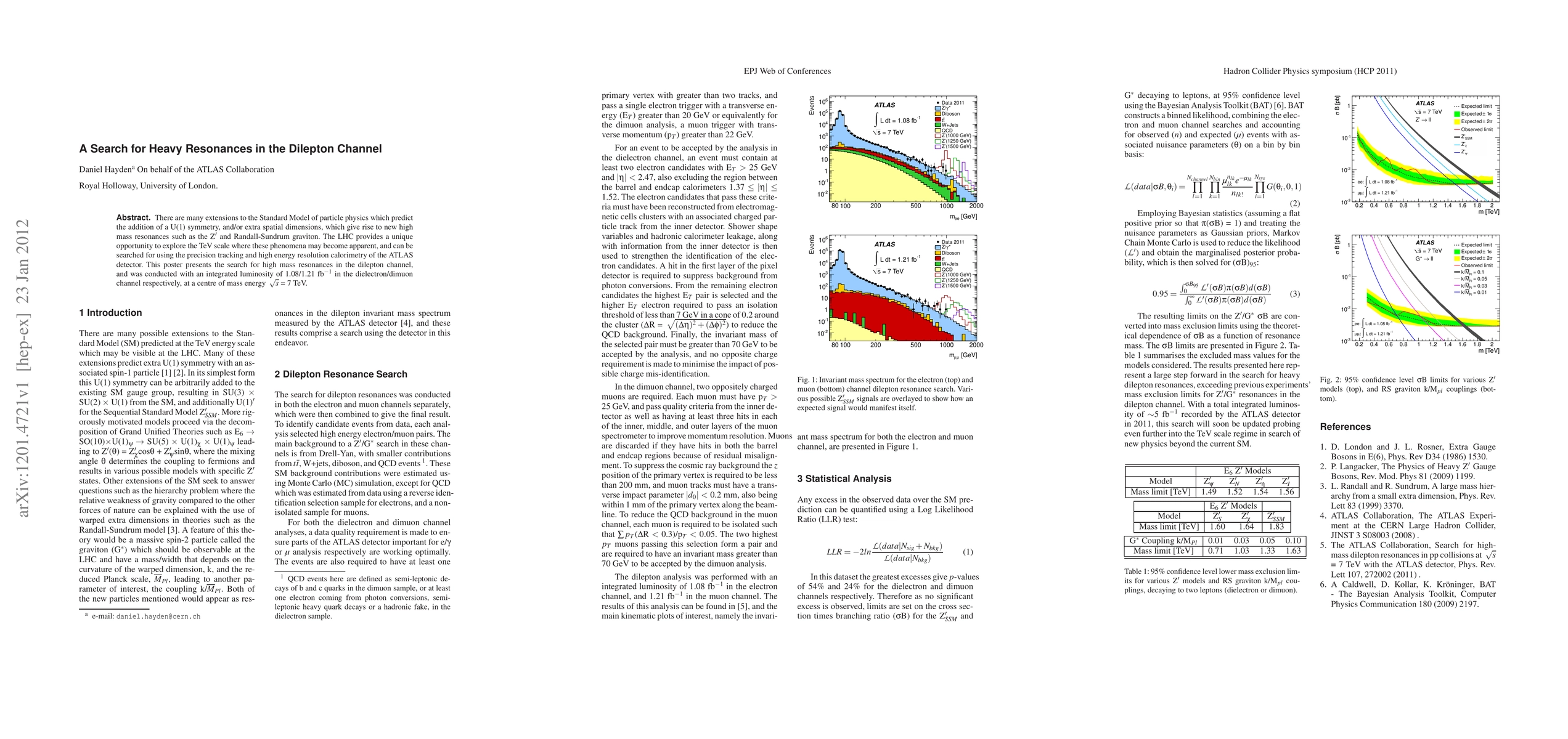 Thumbnail for A Search for Heavy Resonances in the Dilepton Channel
