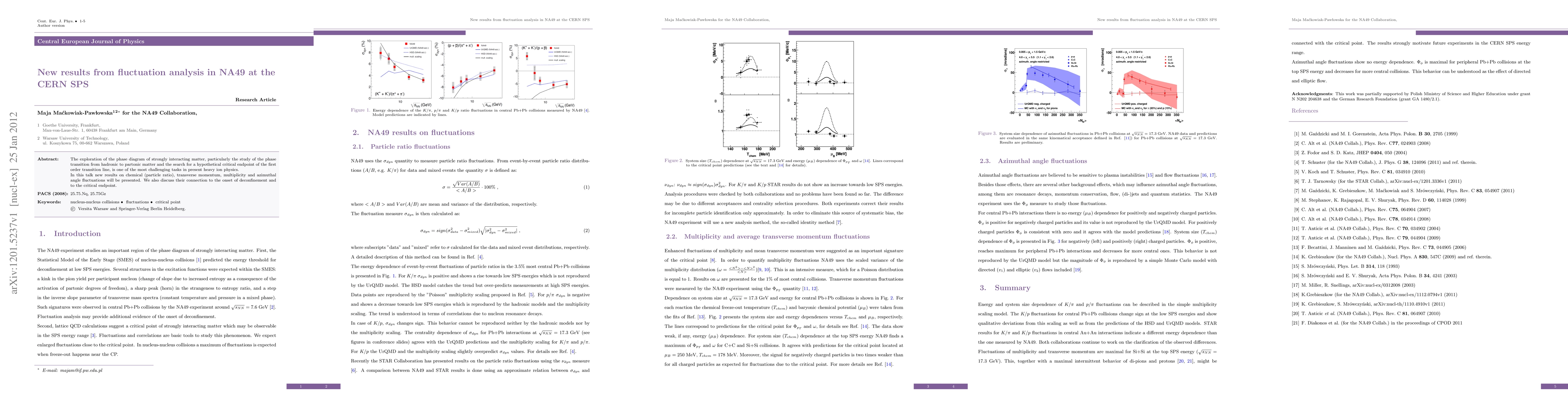 Thumbnail for New results from fluctuation analysis in NA49 at the CERN SPS