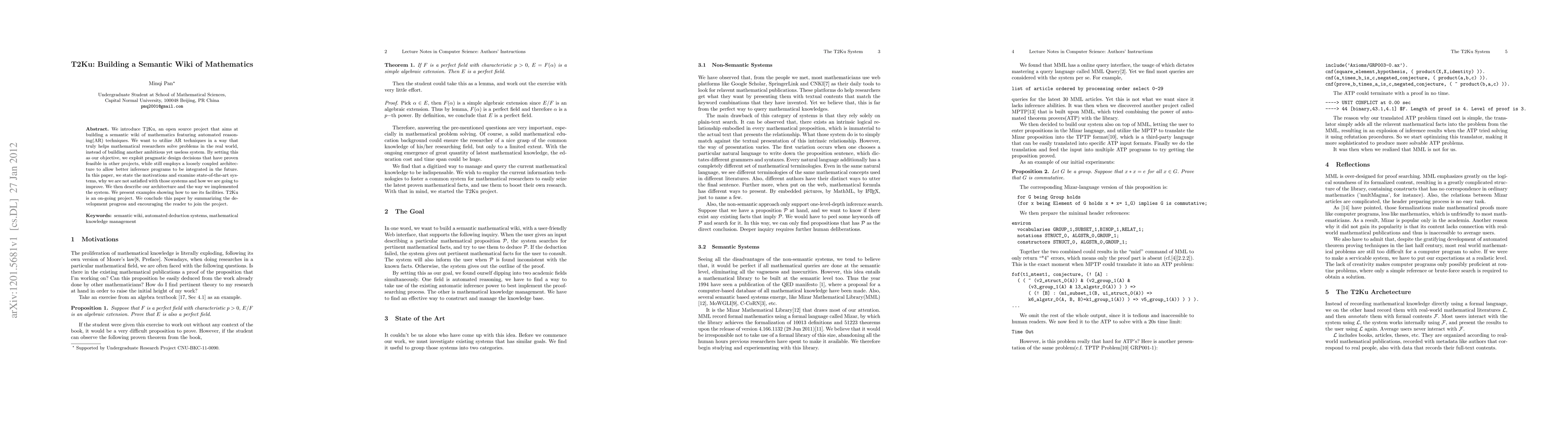 Thumbnail for T2Ku: Building a Semantic Wiki of Mathematics