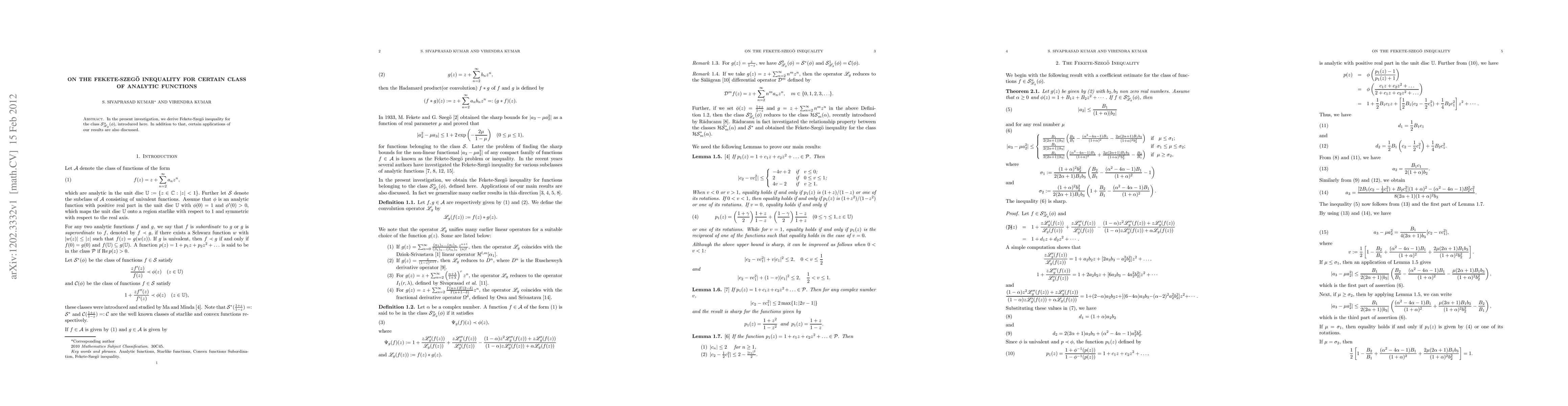 Thumbnail for On the Fekete-Szeg\"{o} inequality for Certain class of analytic
  functions