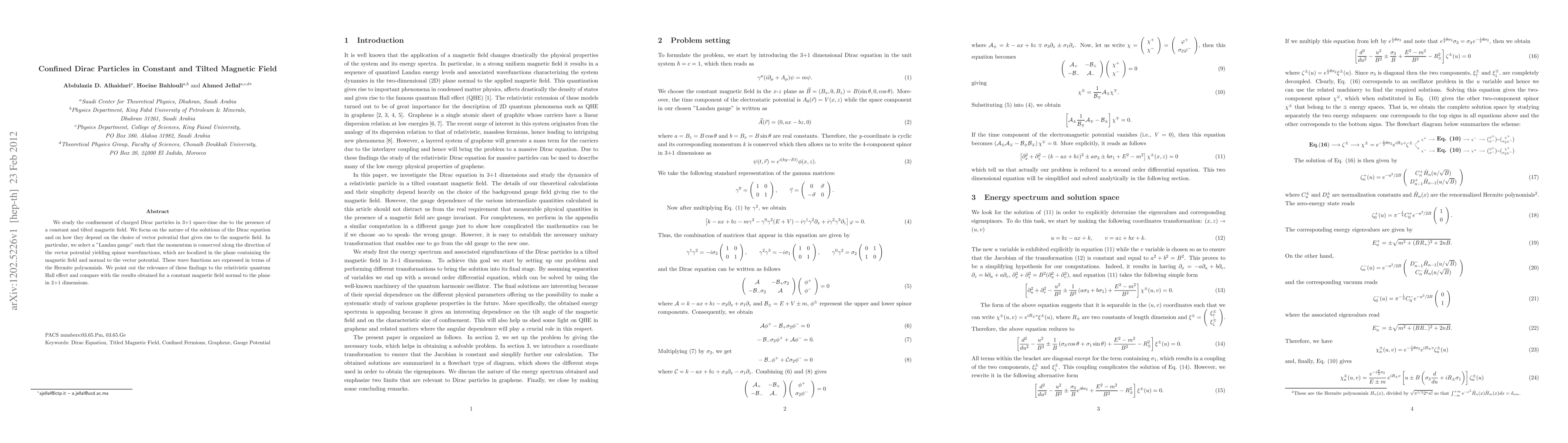 Thumbnail for Confined Dirac Particles in Constant and Tilted Magnetic Field