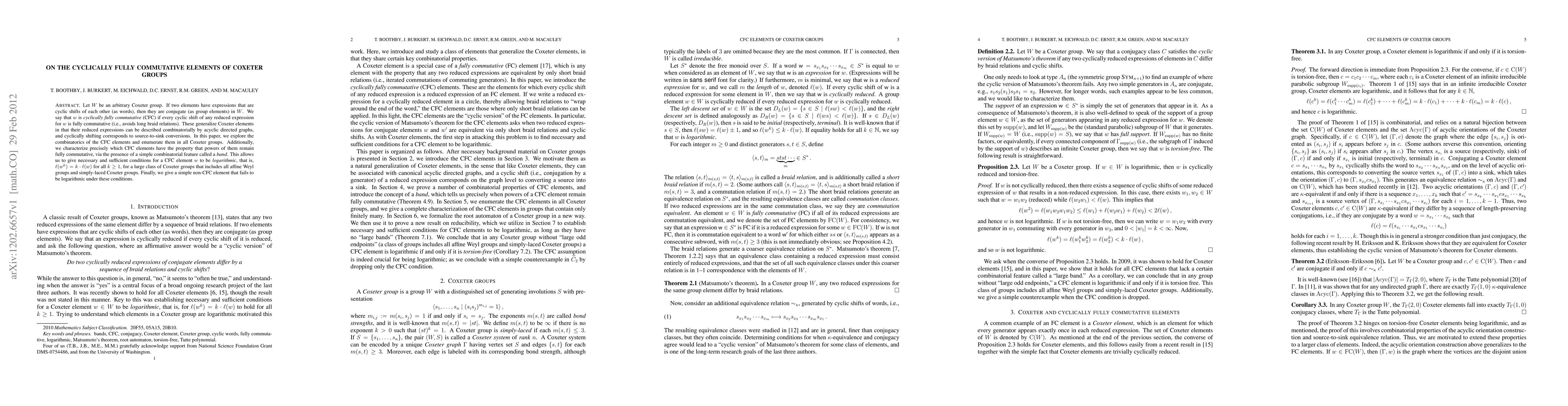 Thumbnail for On the Cyclically Fully Commutative Elements of Coxeter Groups
