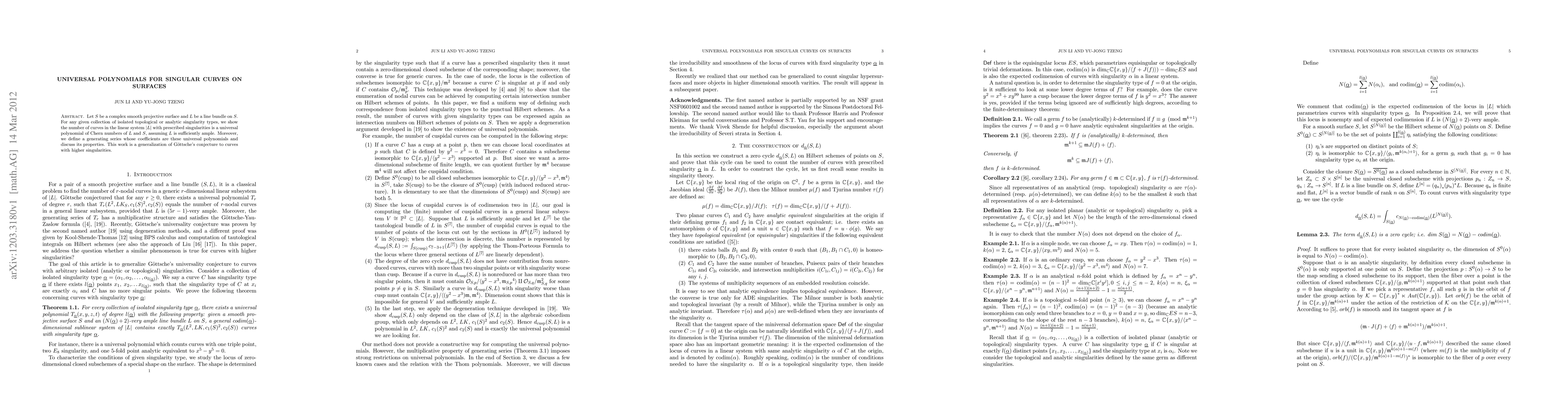 Thumbnail for Universal polynomials for singular curves on surfaces