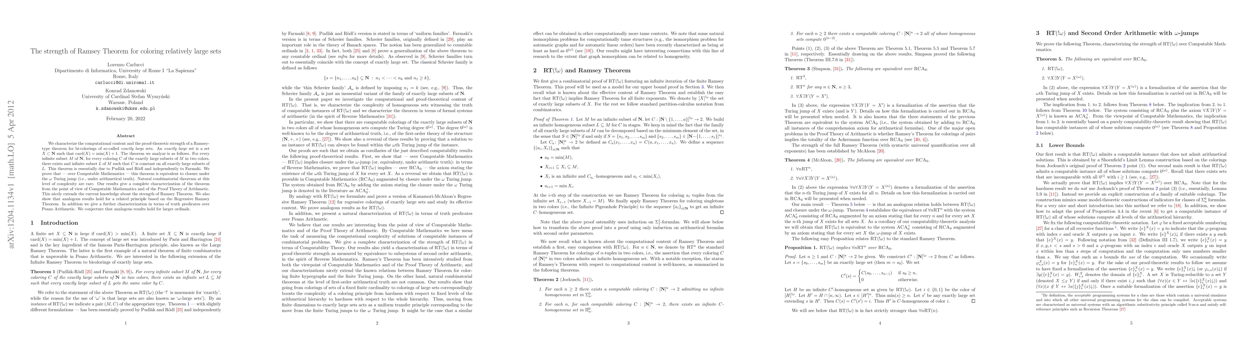 Thumbnail for The strength of Ramsey Theorem for coloring relatively large sets