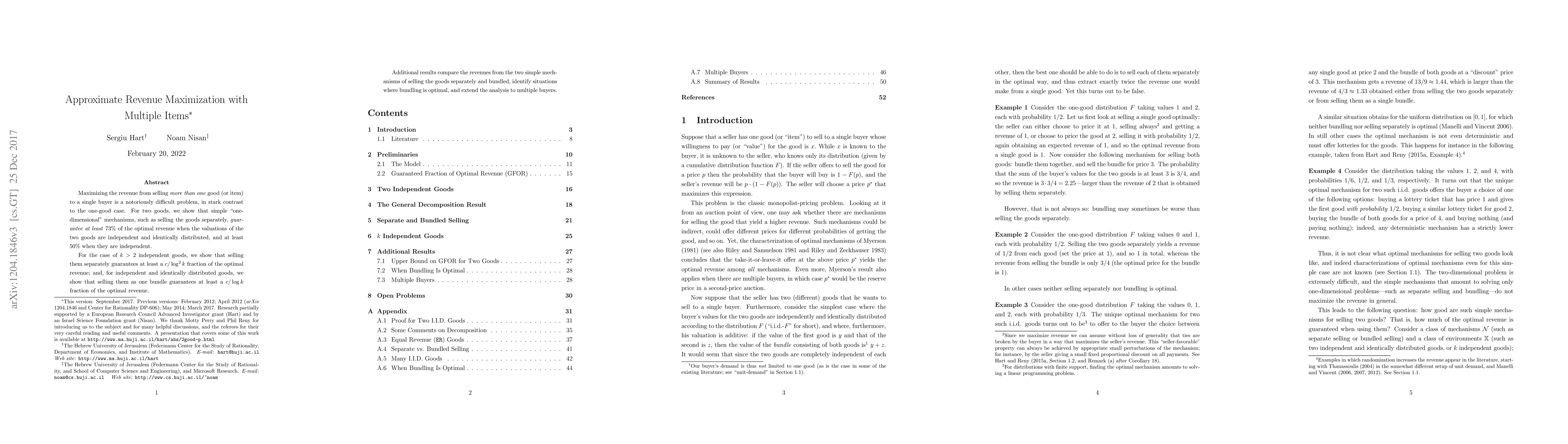 Thumbnail for Approximate Revenue Maximization with Multiple Items