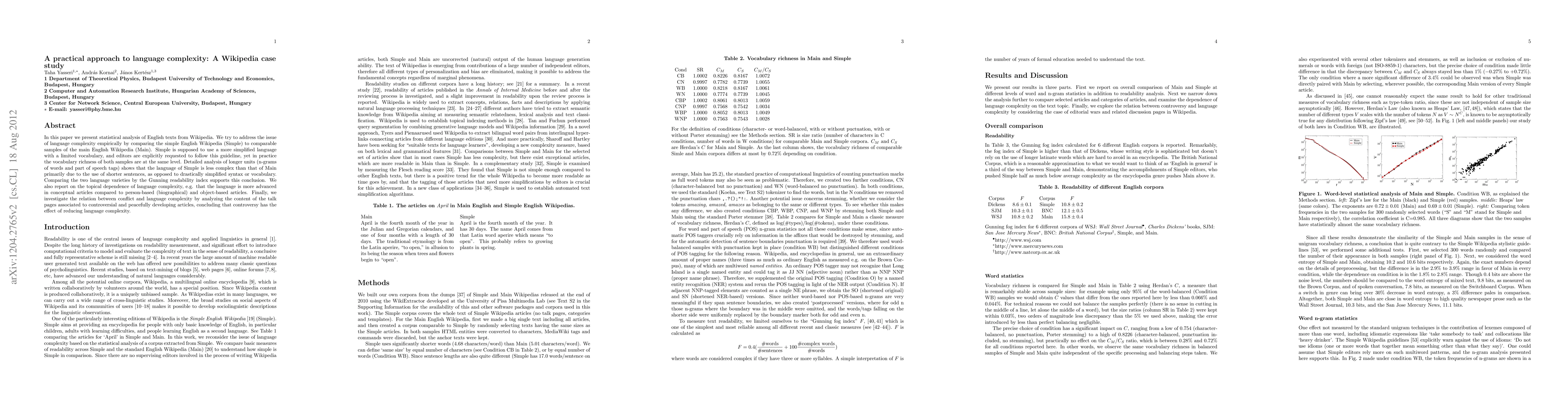 Thumbnail for A practical approach to language complexity: a Wikipedia case study