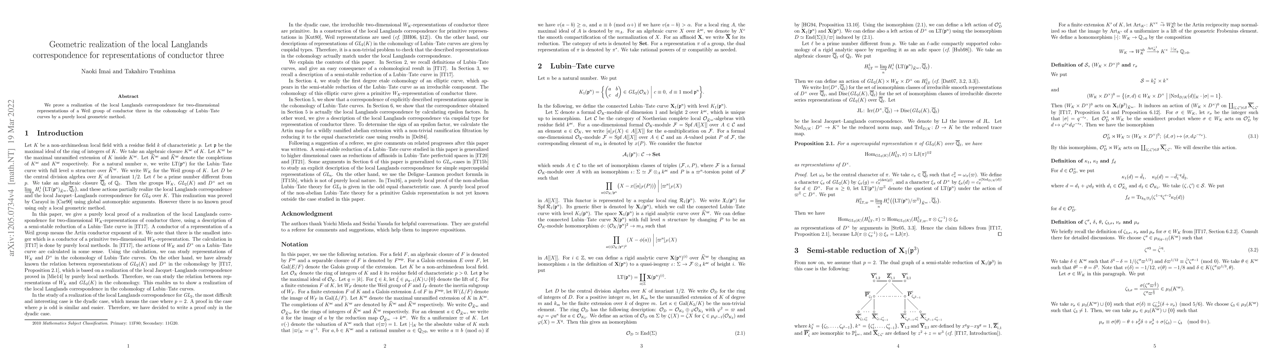 Thumbnail for Geometric realization of the local Langlands correspondence for
  representations of conductor three