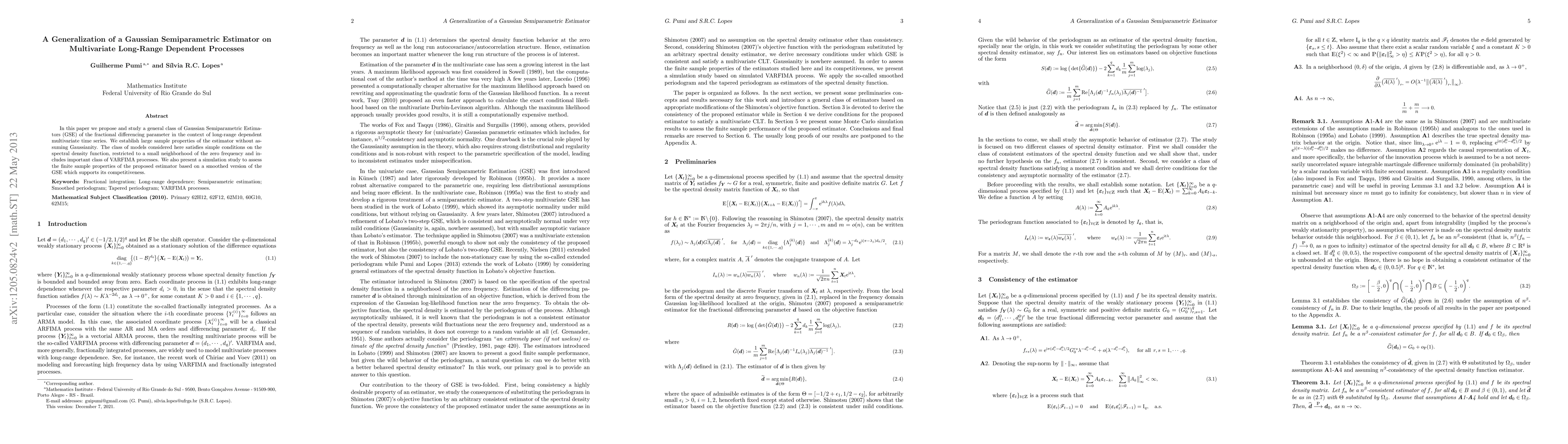 Thumbnail for A Generalization of a Gaussian Semiparametric Estimator on Multivariate
  Long-Range Dependent Processes