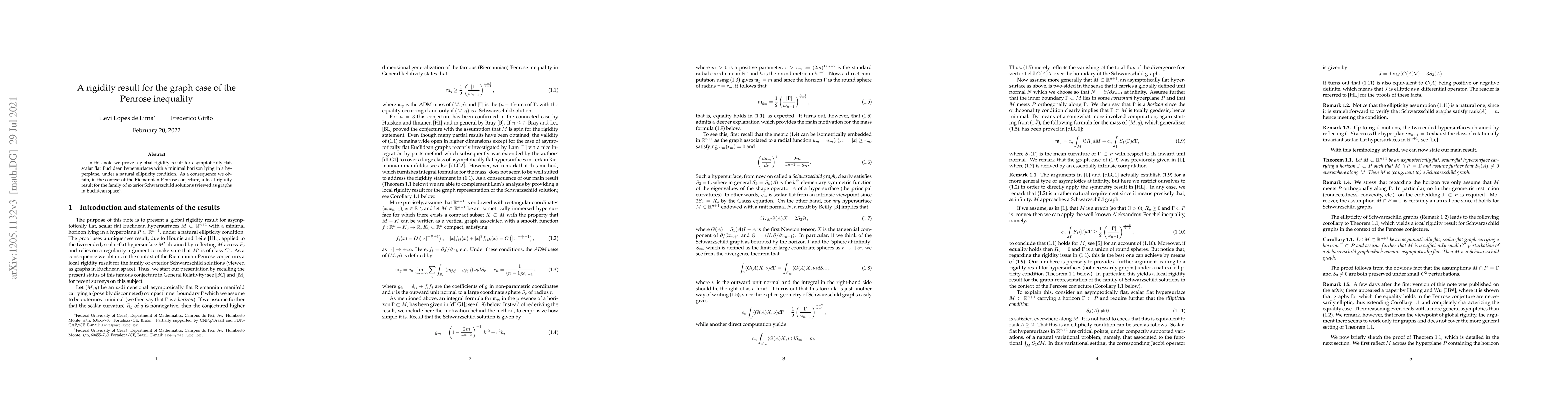 Thumbnail for A rigidity result for the graph case of the Penrose inequality