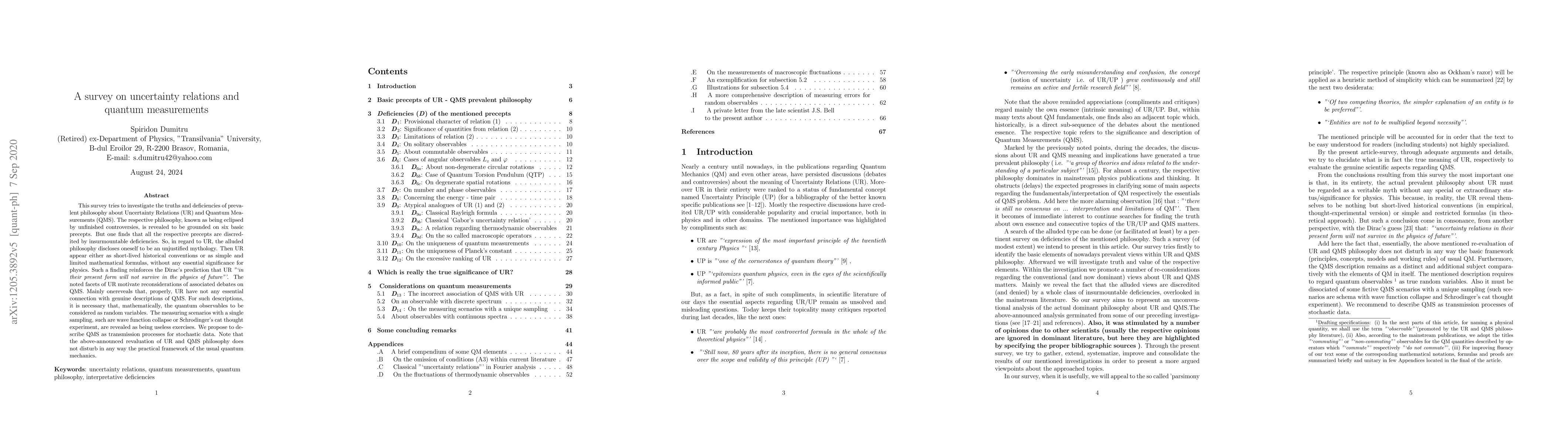 Thumbnail for A survey on uncertainty relations and quantum measurements