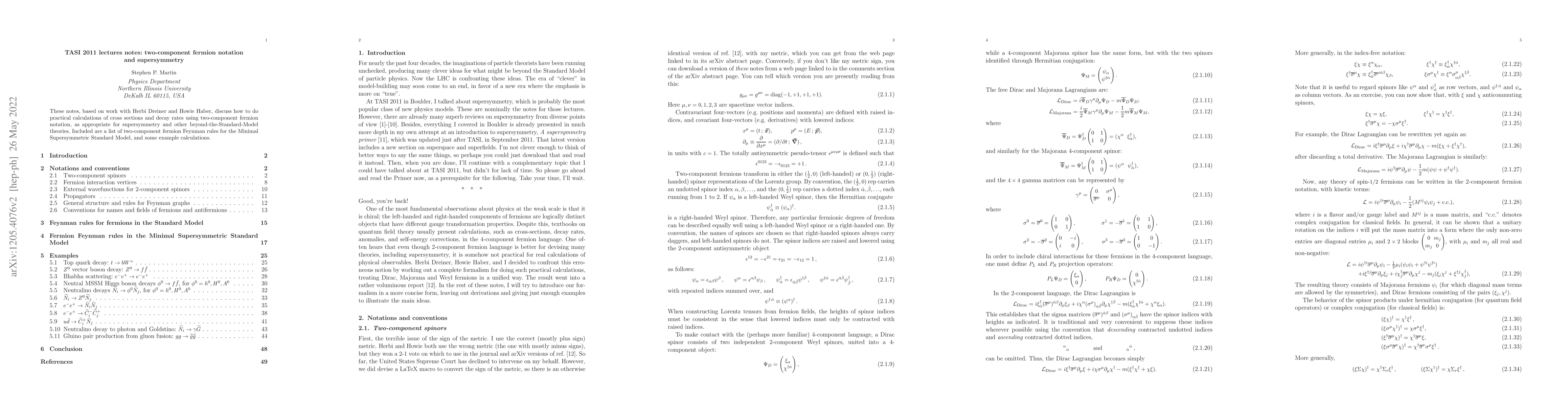 Thumbnail for TASI 2011 lectures notes: two-component fermion notation and
  supersymmetry