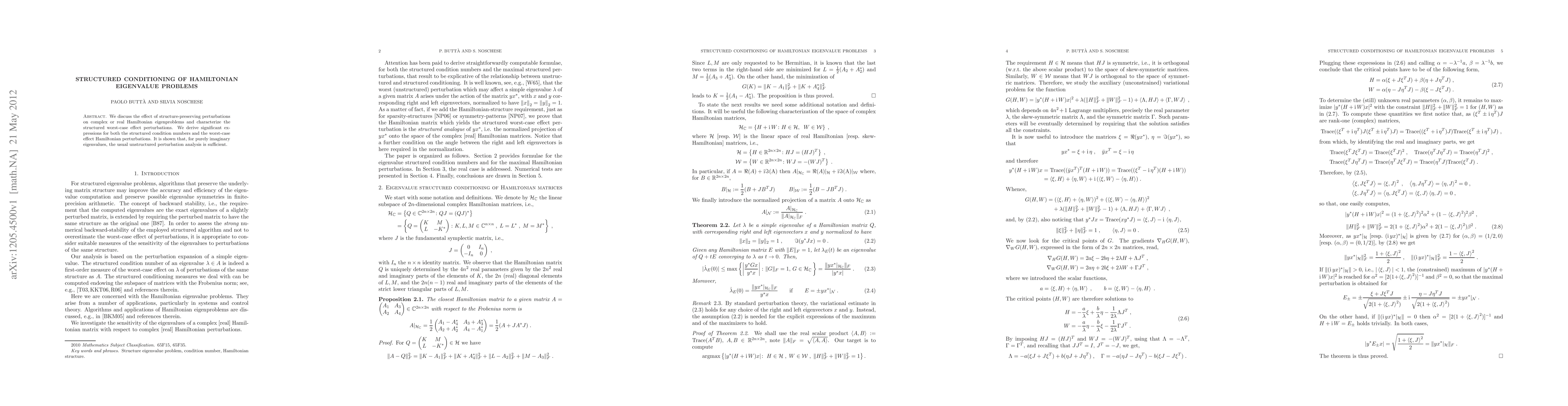 Thumbnail for Structured conditioning of Hamiltonian eigenvalue problems