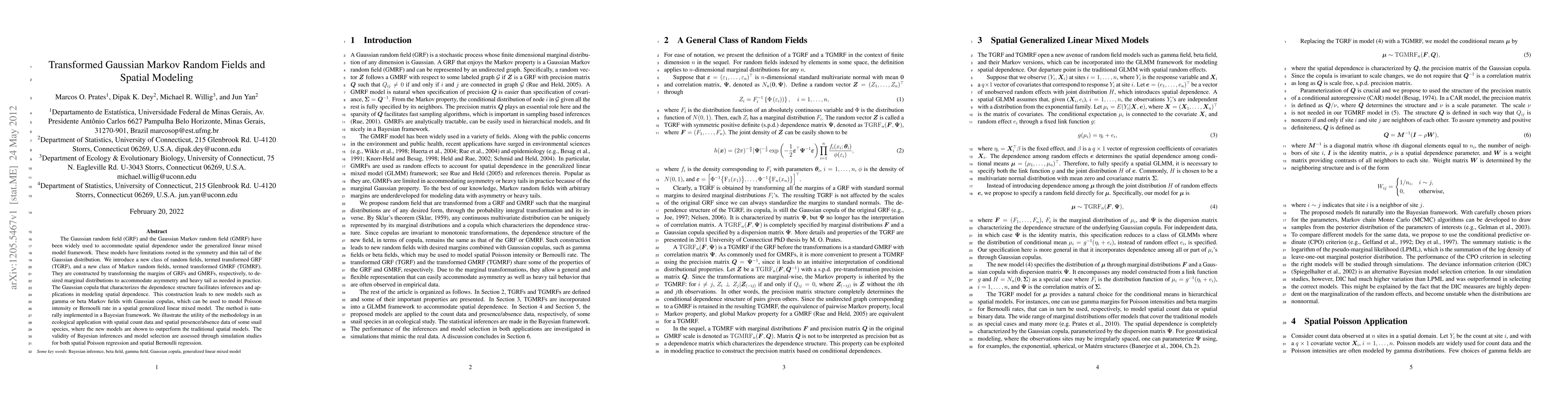 Thumbnail for Transformed Gaussian Markov Random Fields and Spatial Modeling