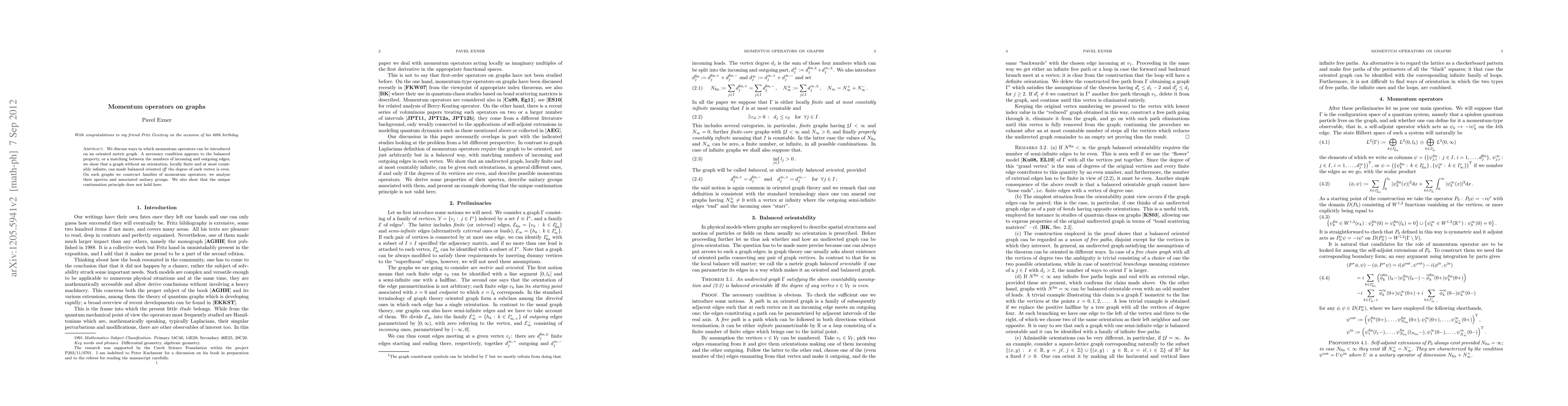Thumbnail for Momentum operators on graphs