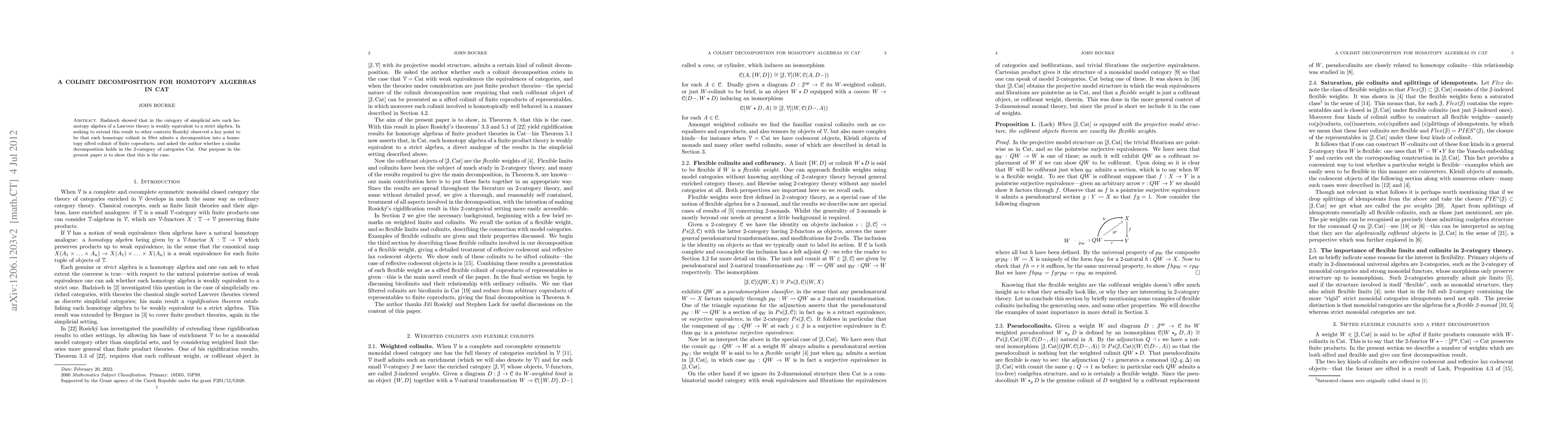 Thumbnail for A colimit decomposition for homotopy algebras in Cat