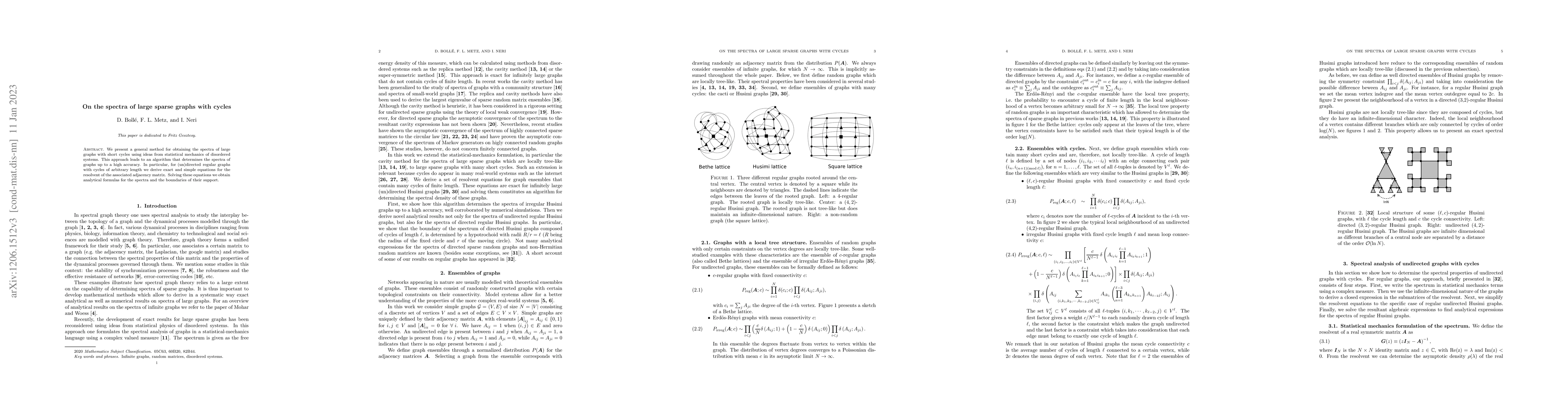 Thumbnail for On the spectra of large sparse graphs with cycles