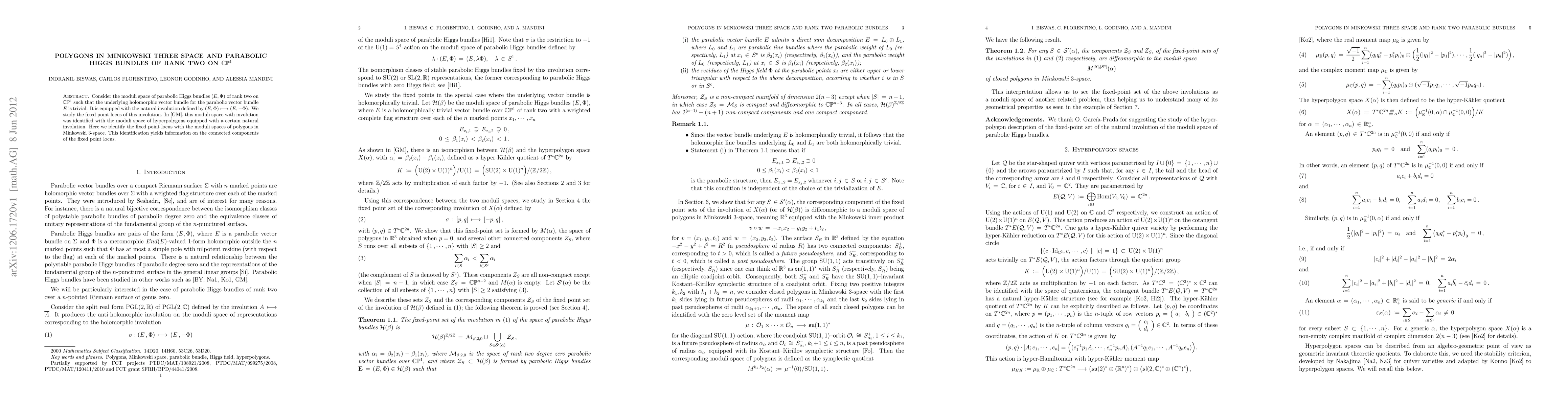 Thumbnail for Polygons in Minkowski three space and parabolic Higgs bundles of rank
  two on CP^1