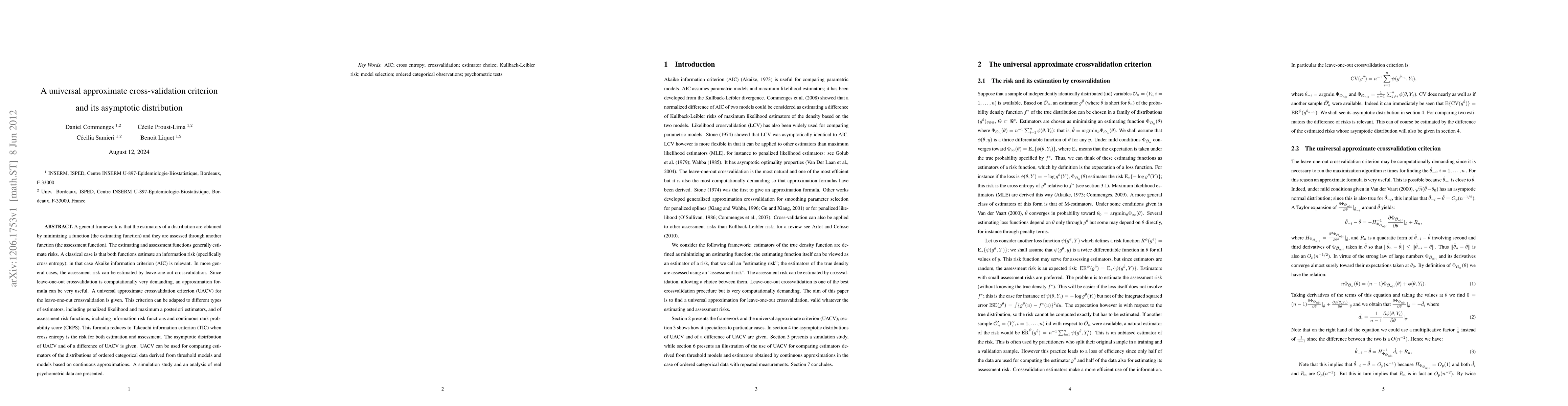 Thumbnail for A universal approximate cross-validation criterion and its asymptotic
  distribution