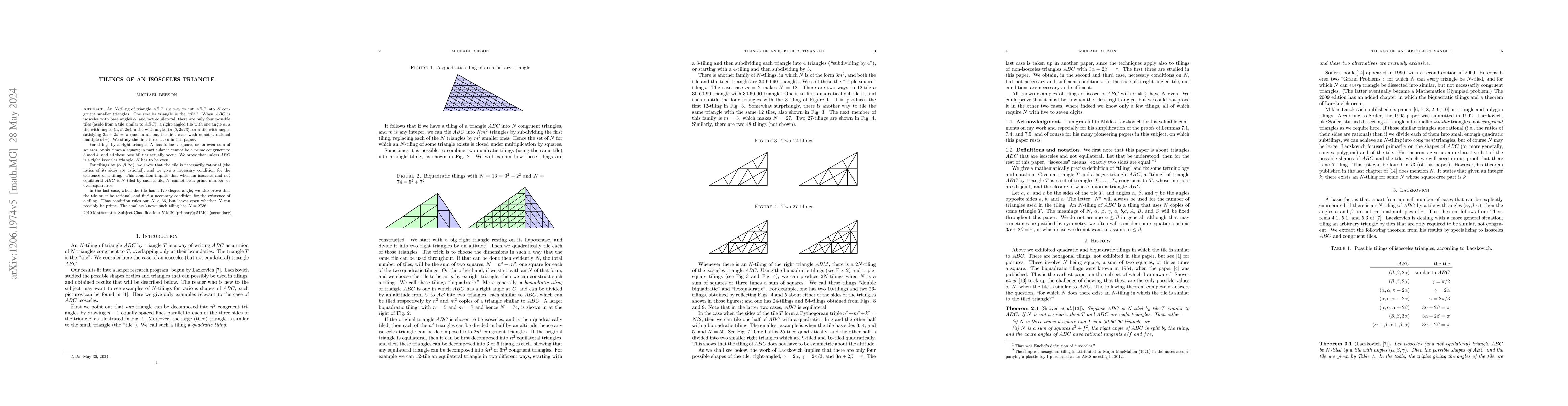 Thumbnail for Tilings of an Isosceles Triangle