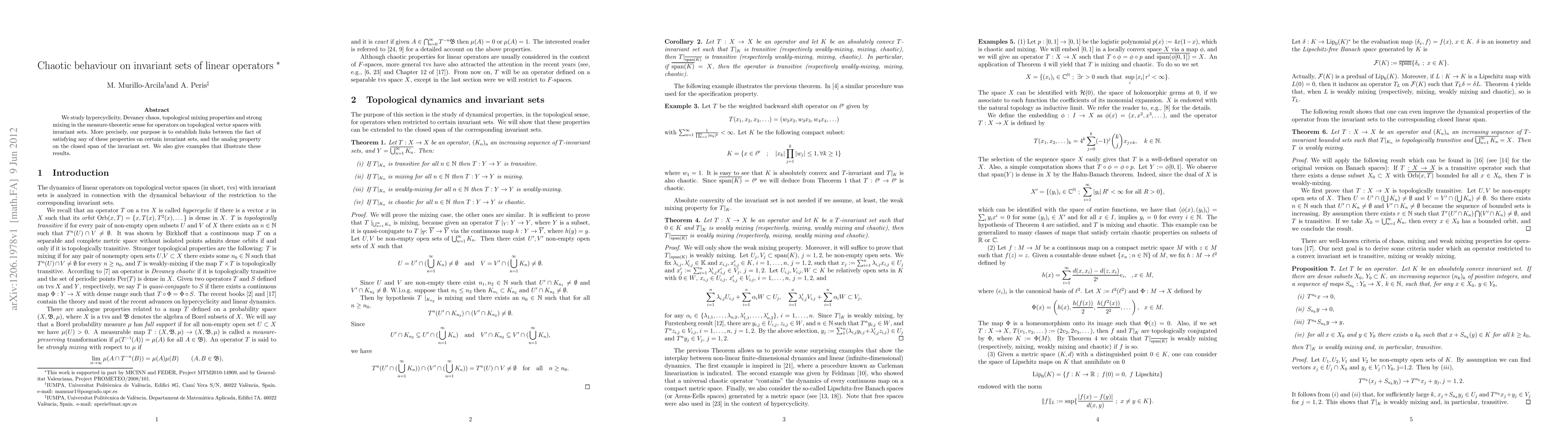 Thumbnail for Chaotic behaviour on invariant sets of linear operators