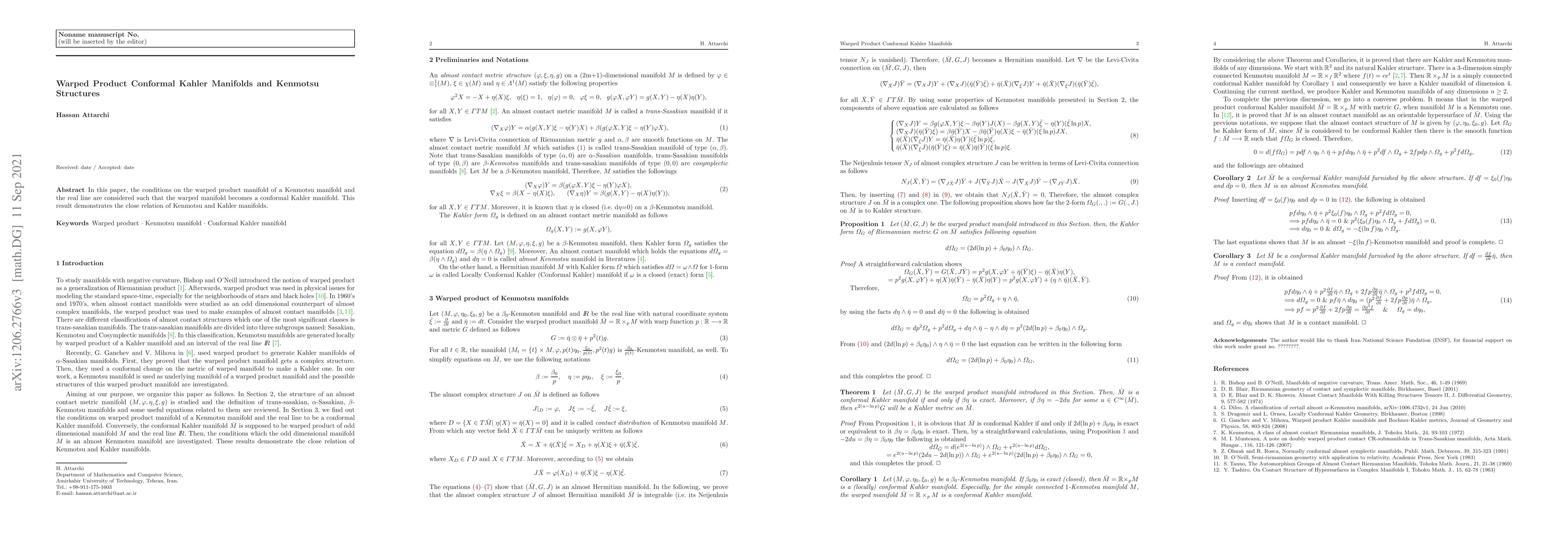 Thumbnail for Warped Product Conformal Kahler Manifolds and Kenmotsu Structures