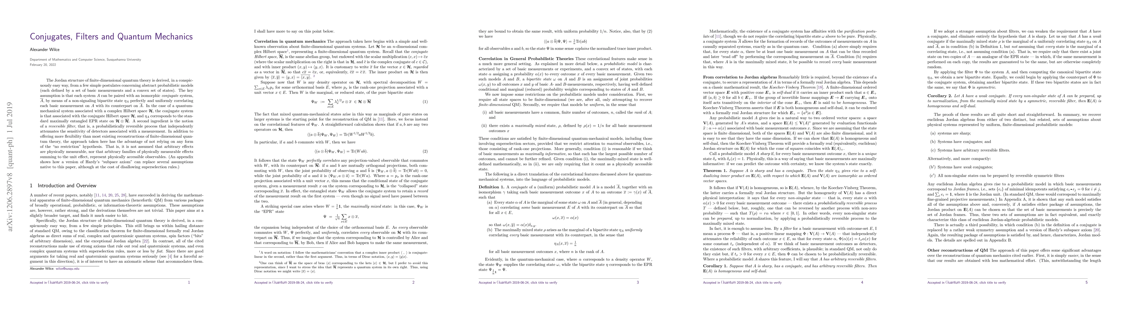 Thumbnail for Conjugates, Filters and Quantum Mechanics