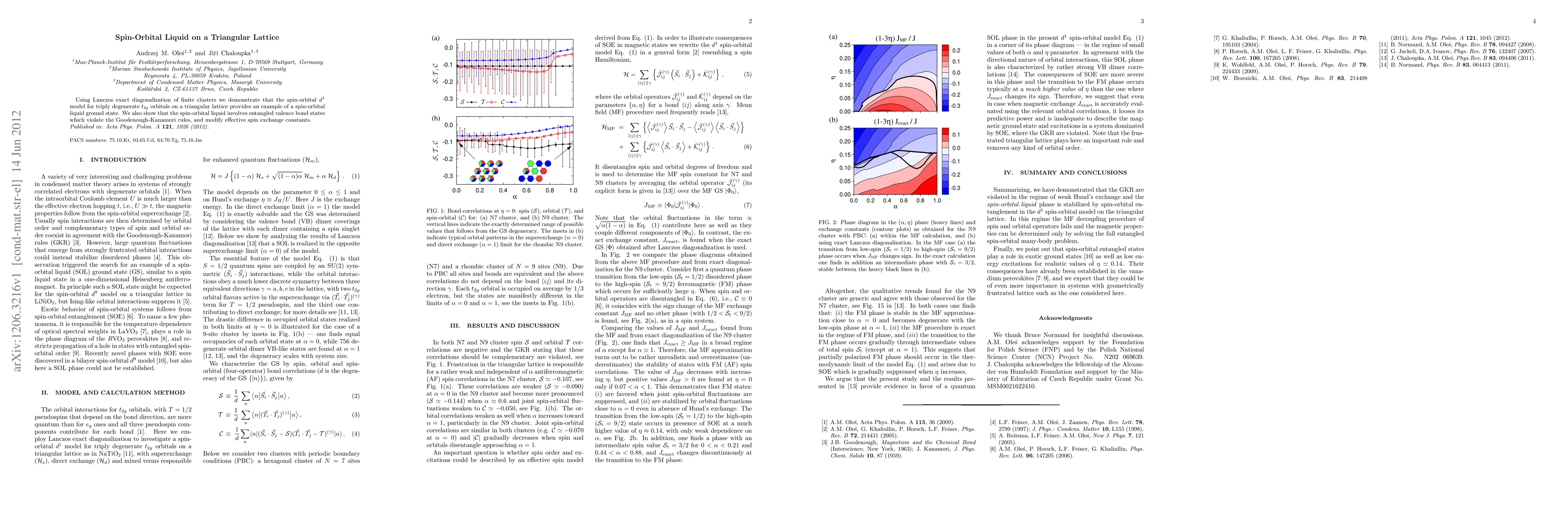 Thumbnail for Spin-Orbital Liquid on a Triangular Lattice