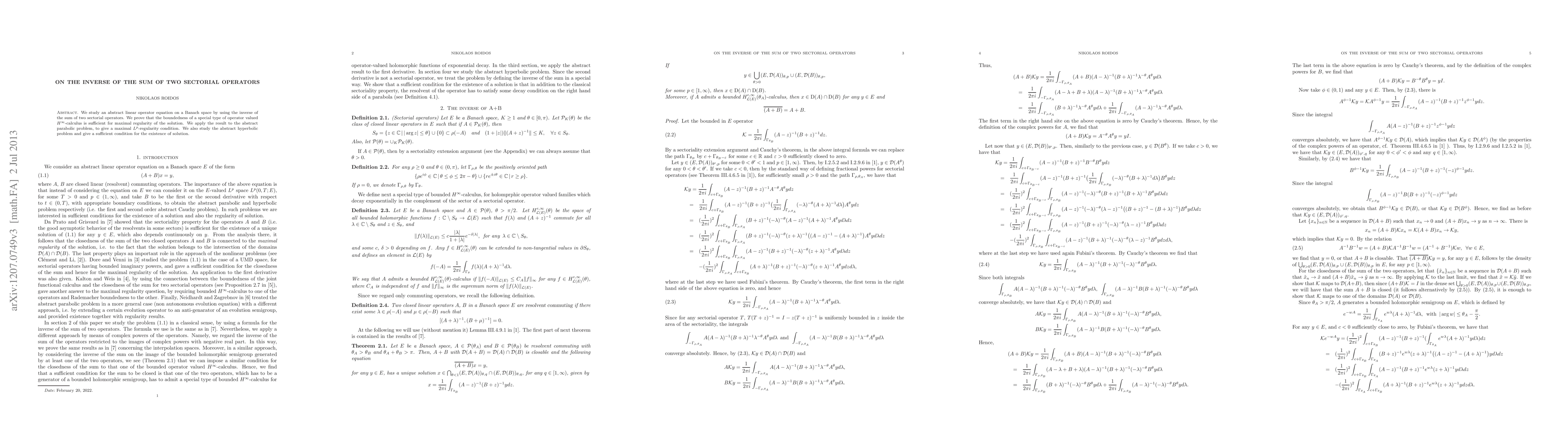 Thumbnail for On the inverse of the sum of two sectorial operators