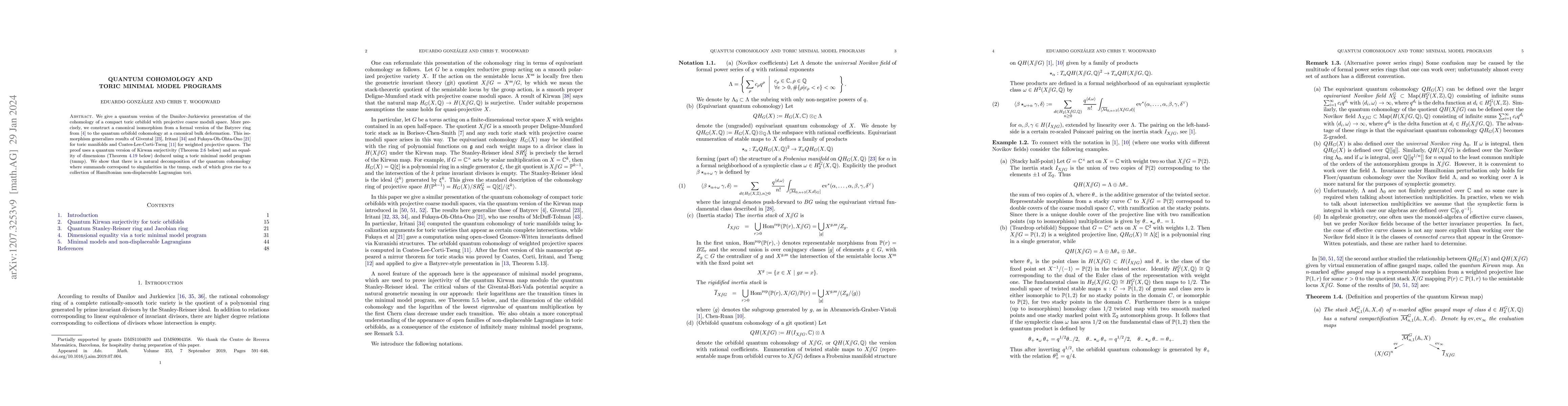 Thumbnail for Quantum cohomology and toric minimal model programs