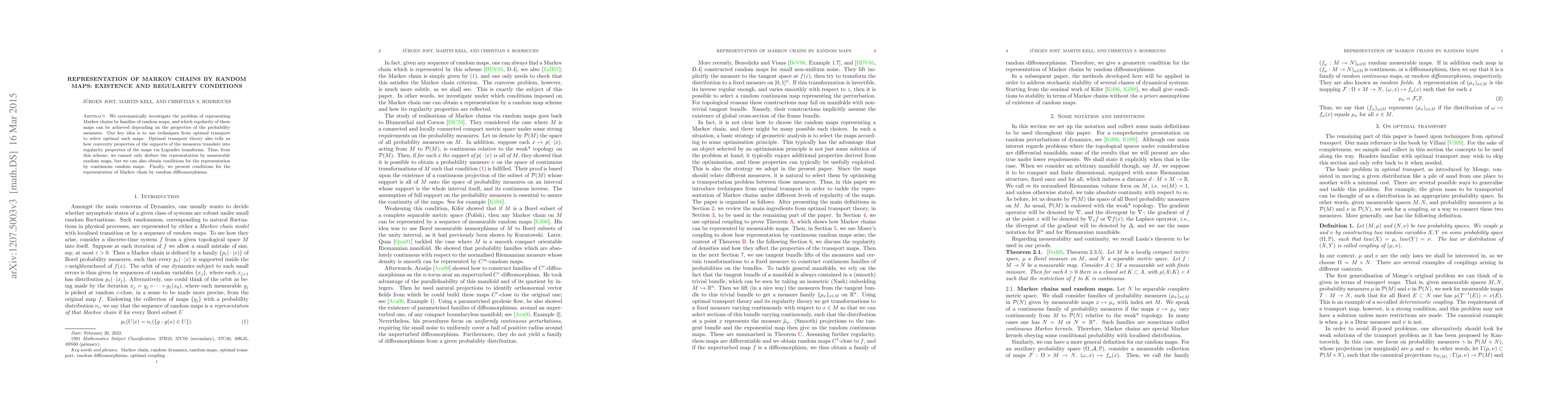 Thumbnail for Representation of Markov chains by random maps: existence and regularity
  conditions