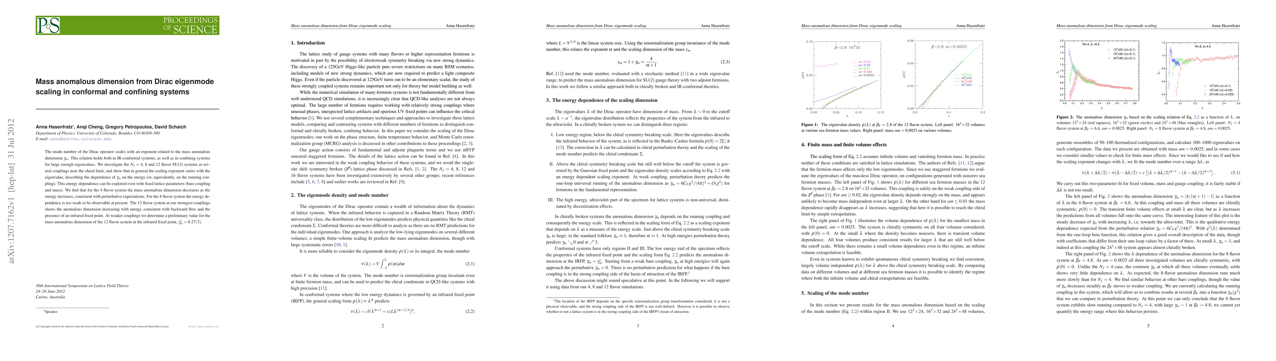 Thumbnail for Mass anomalous dimension from Dirac eigenmode scaling in conformal and
  confining systems