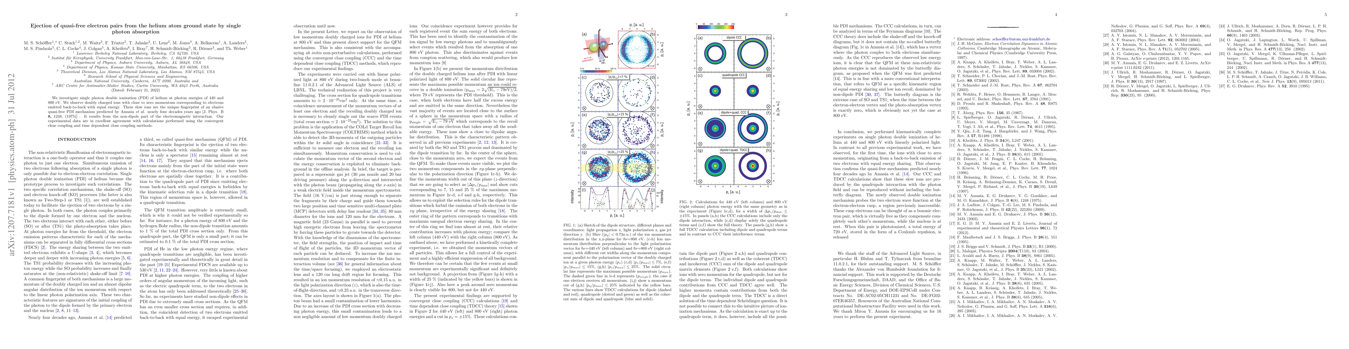 Thumbnail for Ejection of quasi-free electron pairs from the helium atom ground state
  by single photon absorption