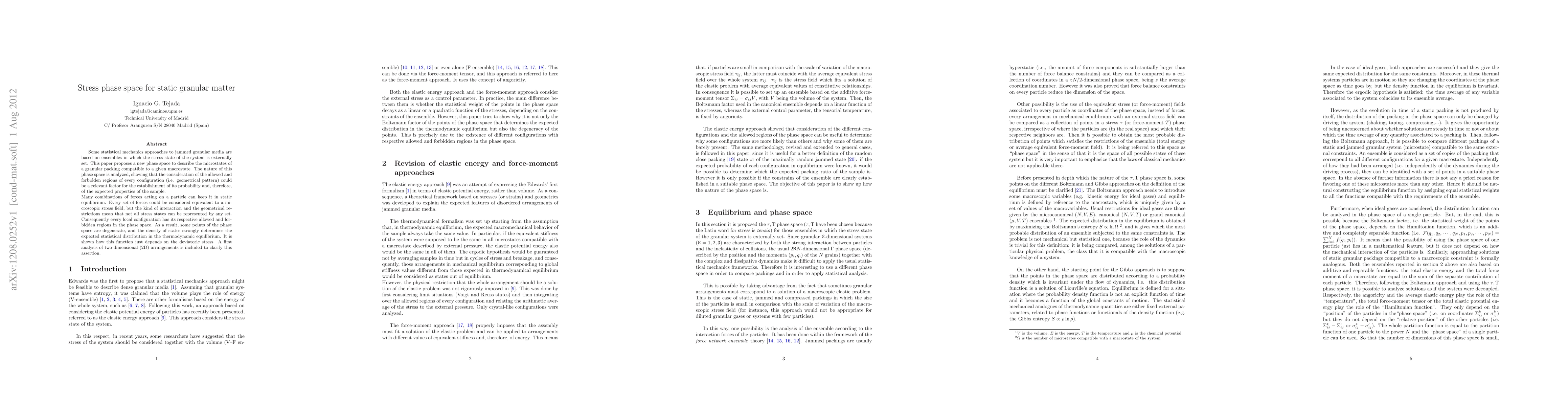Thumbnail for Stress phase space for static granular matter