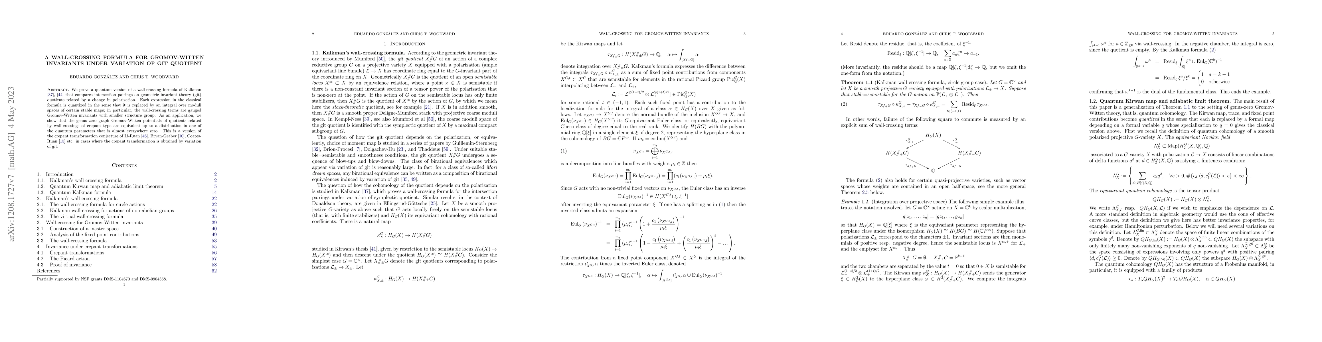 Thumbnail for A wall-crossing formula for Gromov-Witten invariants under variation of
  git quotient