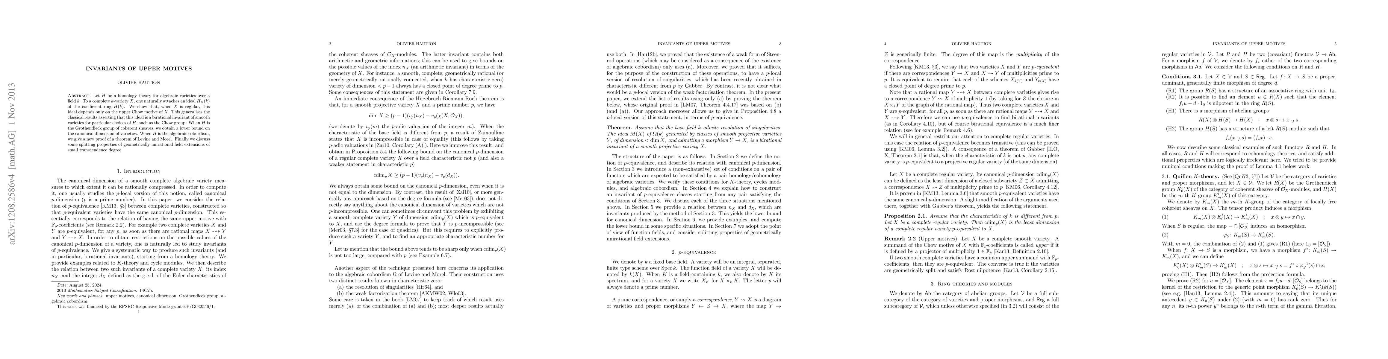 Thumbnail for Invariants of upper motives
