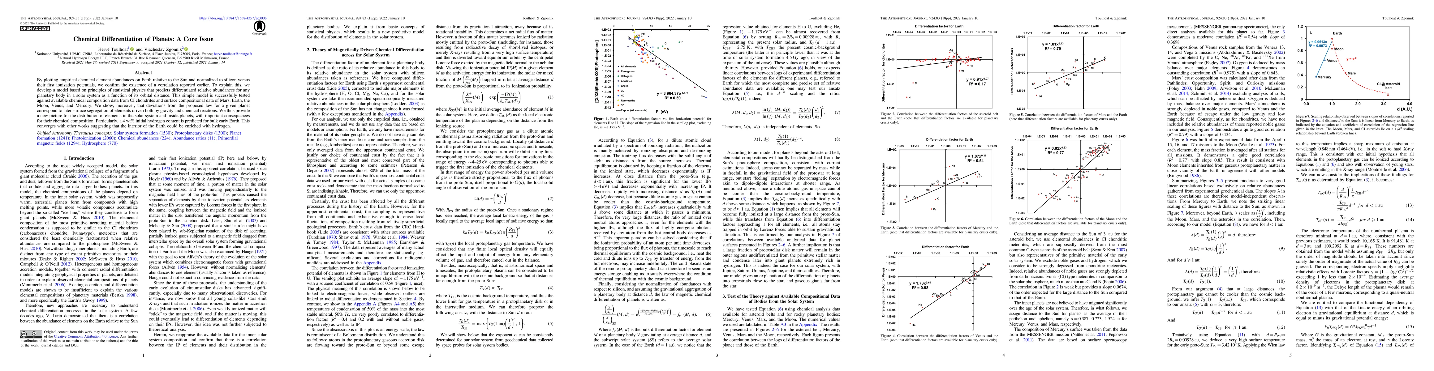Thumbnail for Chemical differentiation of planets: a core issue