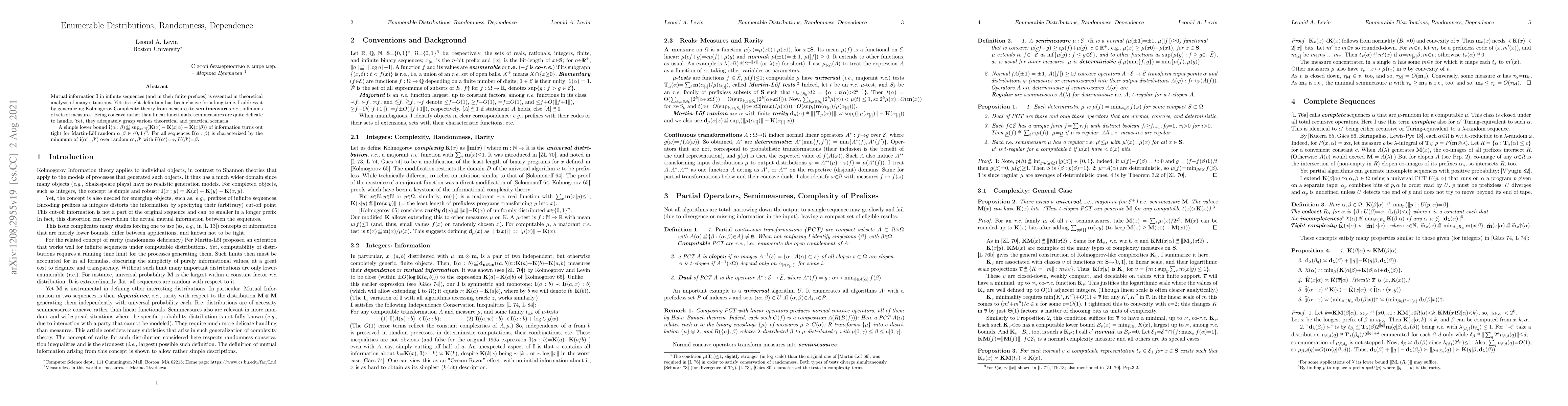 Thumbnail for Enumerable Distributions, Randomness, Dependence