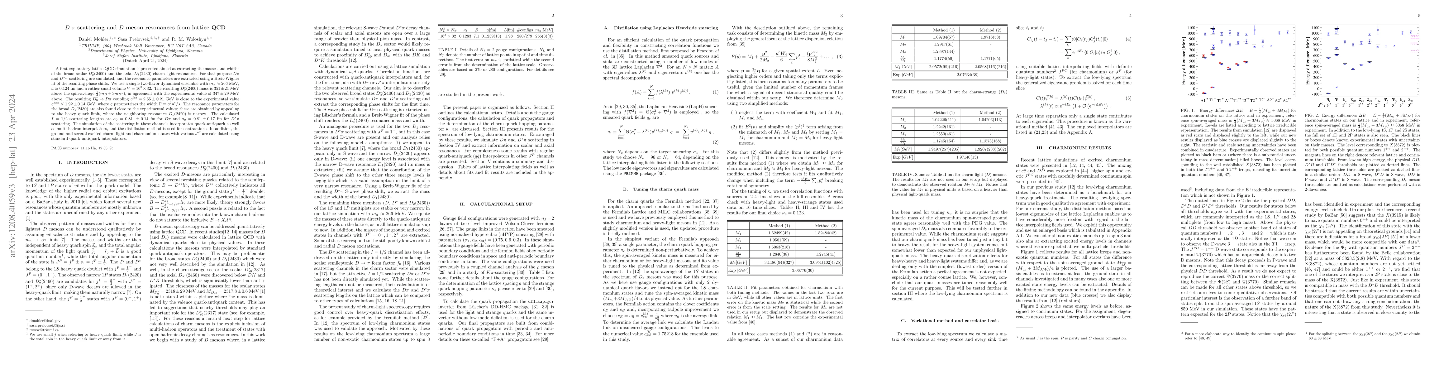 Thumbnail for D Pi scattering and D meson resonances from lattice QCD